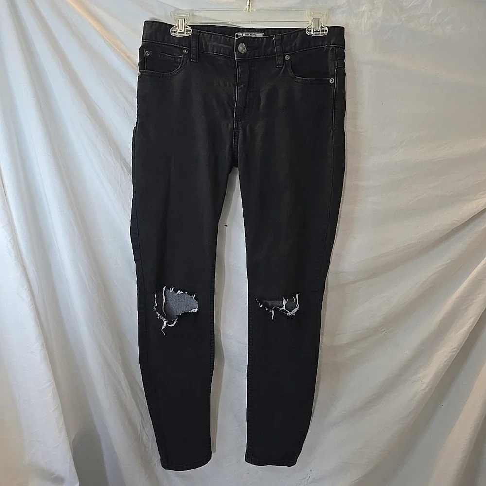 Free People Women's Distressed Skinny Ankle Jean Black Size‎ 28 Festival Grunge